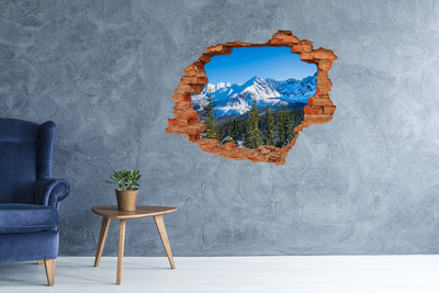 Hole in the wall sticker Winter mountain landscape