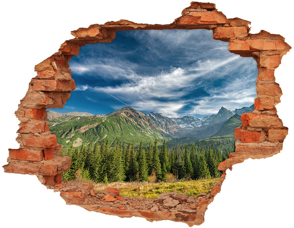 Hole in the wall sticker Mountain landscape with forest