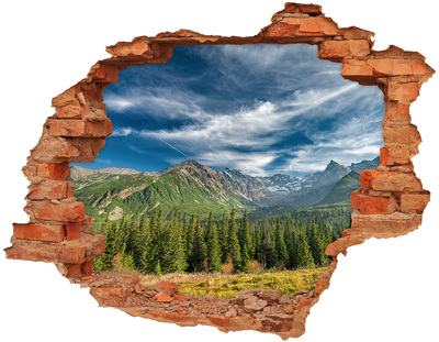 Hole in the wall sticker Mountain landscape with forest