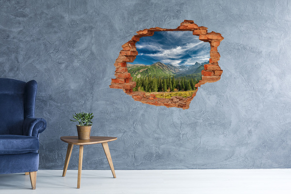 Hole in the wall sticker Mountain landscape with forest