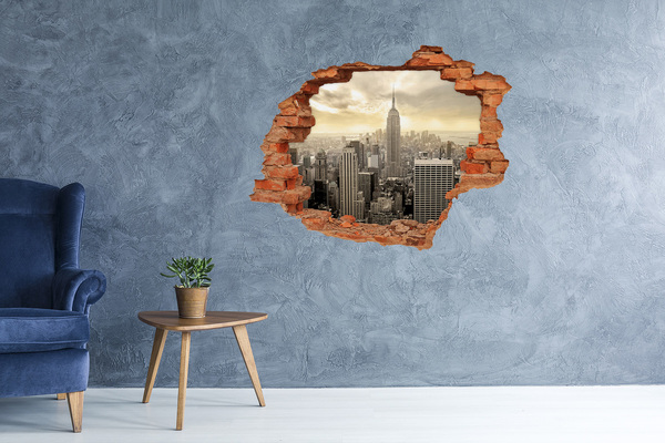 3D wall hole wallpaper Manhattan New York