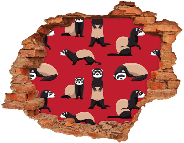 Hole in the wall decal Funky Ferrets in a Wall Hole
