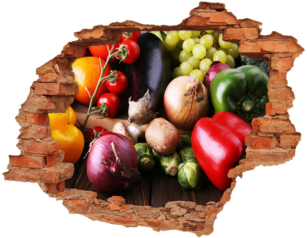 Hole in the wall sticker Vegetables and fruits