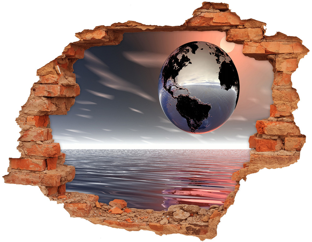 Hole in the wall decal Planet Earth