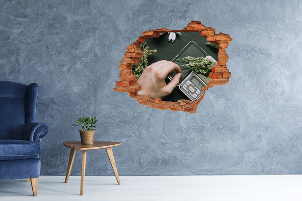 Hole in the wall sticker Weight with marijuana