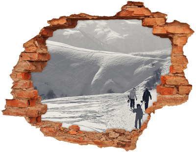 Hole in the wall sticker Winter mountain landscape