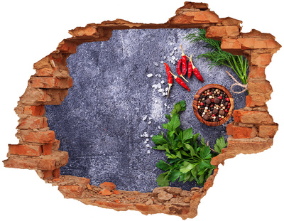 3D wall hole wallpaper Herbs and spices