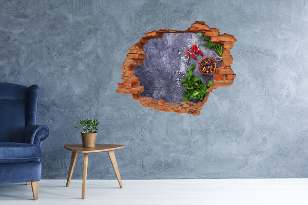 3D wall hole wallpaper Herbs and spices