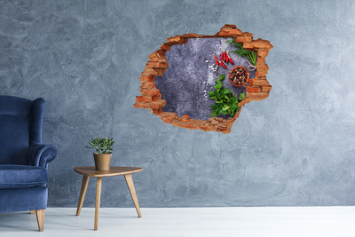 3D wall hole wallpaper Herbs and spices