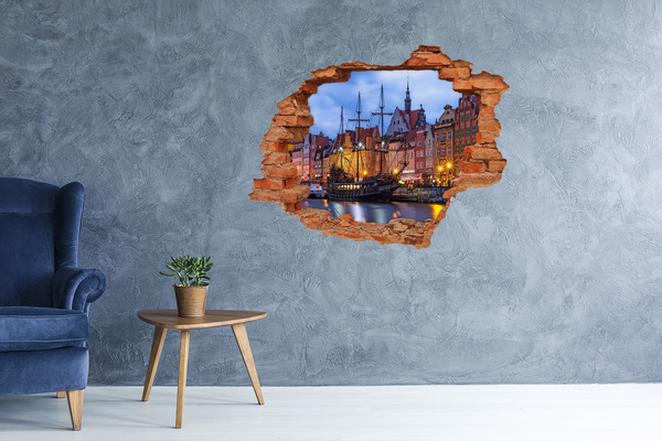 Hole in the wall sticker Bay with a pirate ship