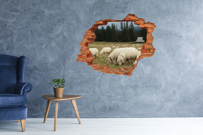 Hole in the wall sticker Grazing sheep