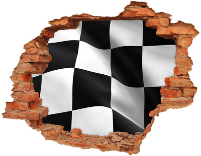 Hole in the wall sticker Racing checkered flag