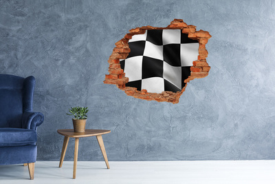 Hole in the wall sticker Racing checkered flag