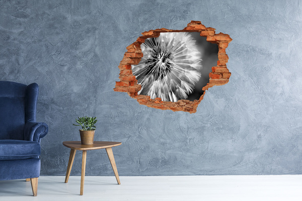 Hole wall sticker Dandelions in black and white