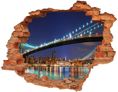Hole in the wall sticker Brooklyn Bridge at night