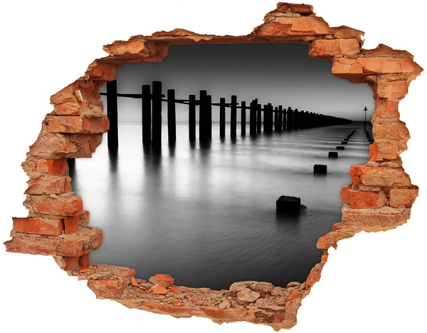 Hole wall sticker A sunken pier in a monochromatic setting
