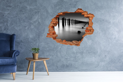 Hole wall sticker A sunken pier in a monochromatic setting