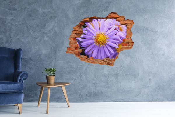 Hole wall sticker Flower in concrete