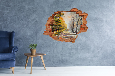 Hole wall sticker Autumn avenue of trees