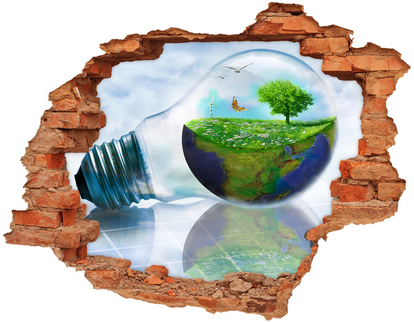 3D wall hole Green Planet Through a Hole in the Wall