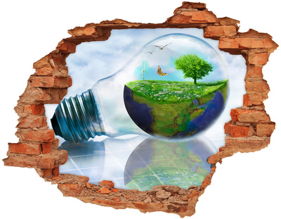 3D wall hole Green Planet Through a Hole in the Wall