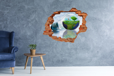 3D wall hole Green Planet Through a Hole in the Wall