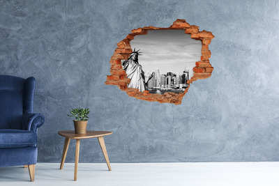 Hole wall sticker statue of Liberty