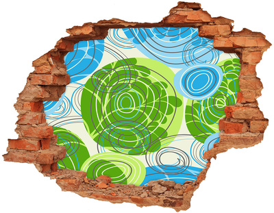 Hole in the wall sticker Patterns in green and blue