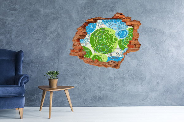Hole in the wall sticker Patterns in green and blue