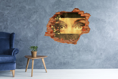 Hole wall sticker Eyes from behind the wall