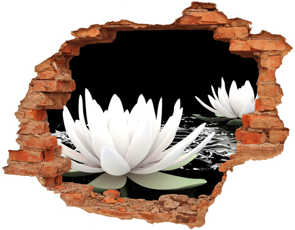 Hole in the wall decal Water flowers in a mysterious pond