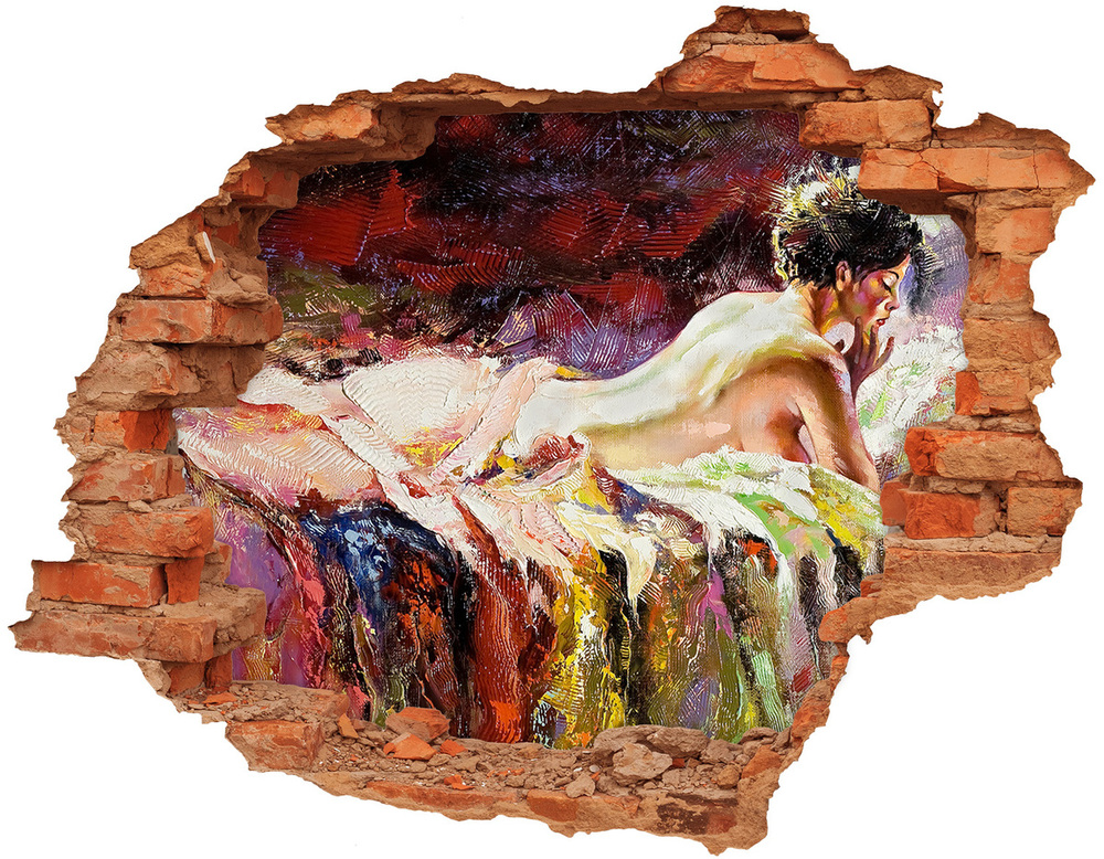 Hole in the wall decal Lying woman