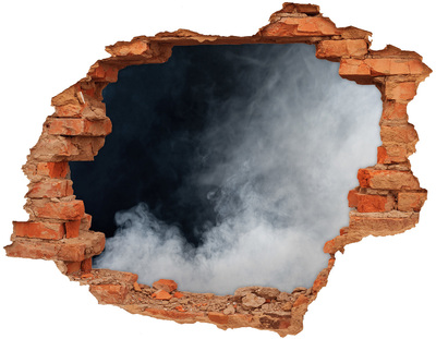 Hole in the wall decal A broken wall with a view of the cloud