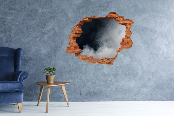Hole in the wall decal A broken wall with a view of the cloud