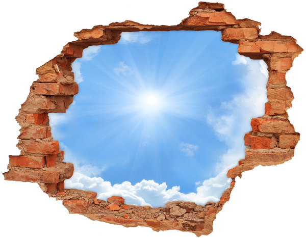 Hole in the wall decal Sky with sun rays