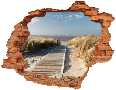 Hole in the wall decal Signpost to the beach