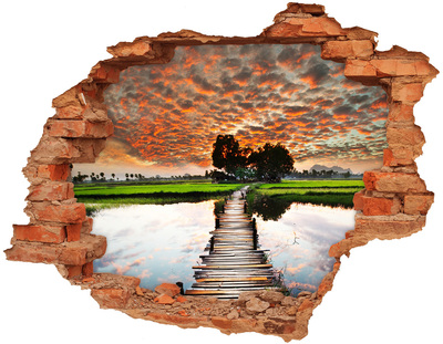 Hole in the wall decal Sunset over the pond