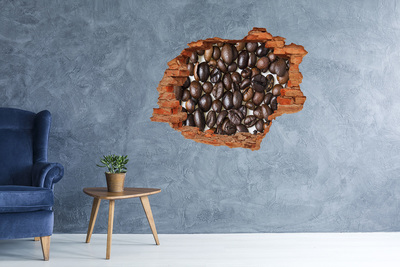 3D wall hole wallpaper Coffee in a ruined wall
