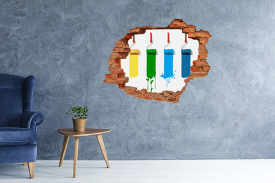 Hole in the wall sticker Painting rollers