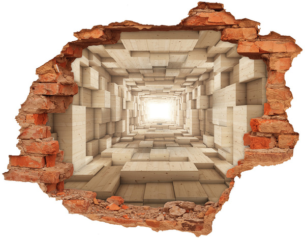 Hole in the wall decal Wooden maze in the wall