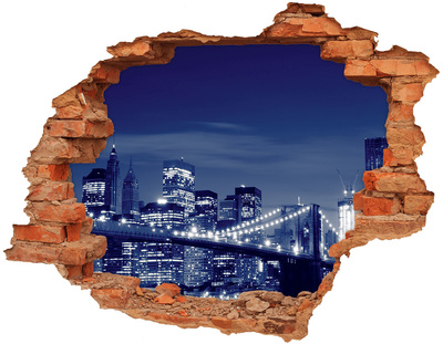 Hole in the wall decal Brooklyn Bridge at night