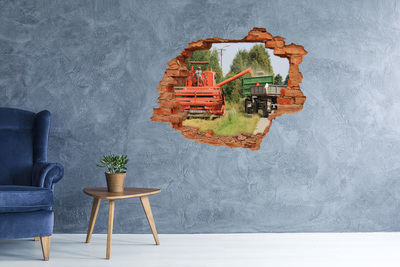 Hole wall sticker Agricultural machinery in action