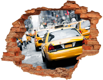 Hole in the wall decal New York taxis in action