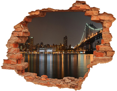 3D wall hole View of New York at night