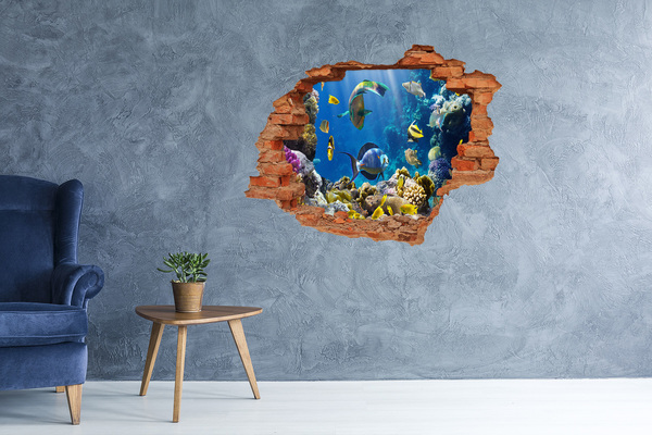 Hole wall sticker The underwater world of the coral reef
