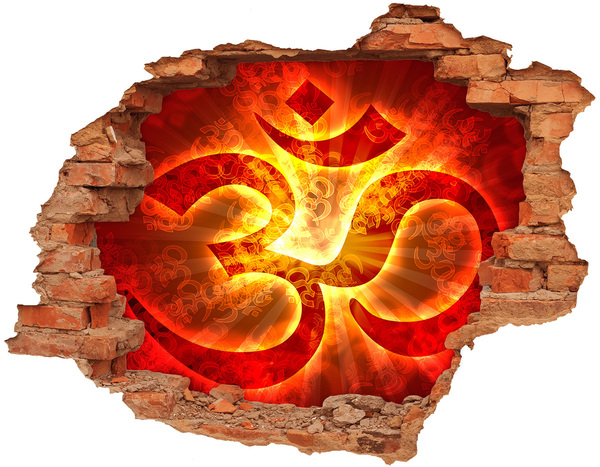 Hole wall sticker The burning sign of the OM