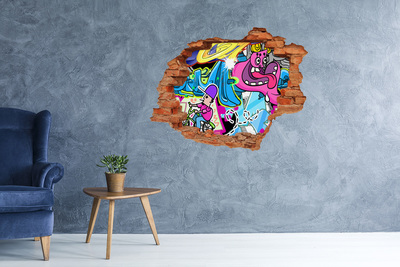 Hole in the wall decal A colorful mural with figures and graffiti