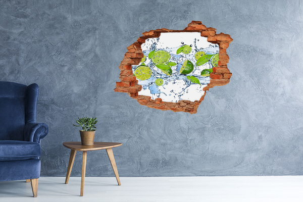 Hole wall sticker Refreshing lemonade in water