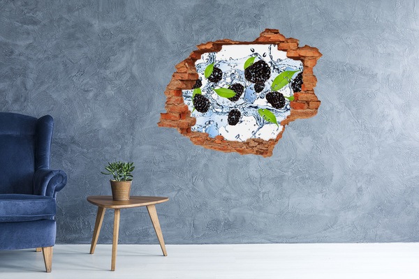 Hole in the wall decal Blackberries and water