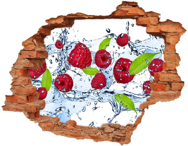 Hole in the wall sticker Raspberries in water